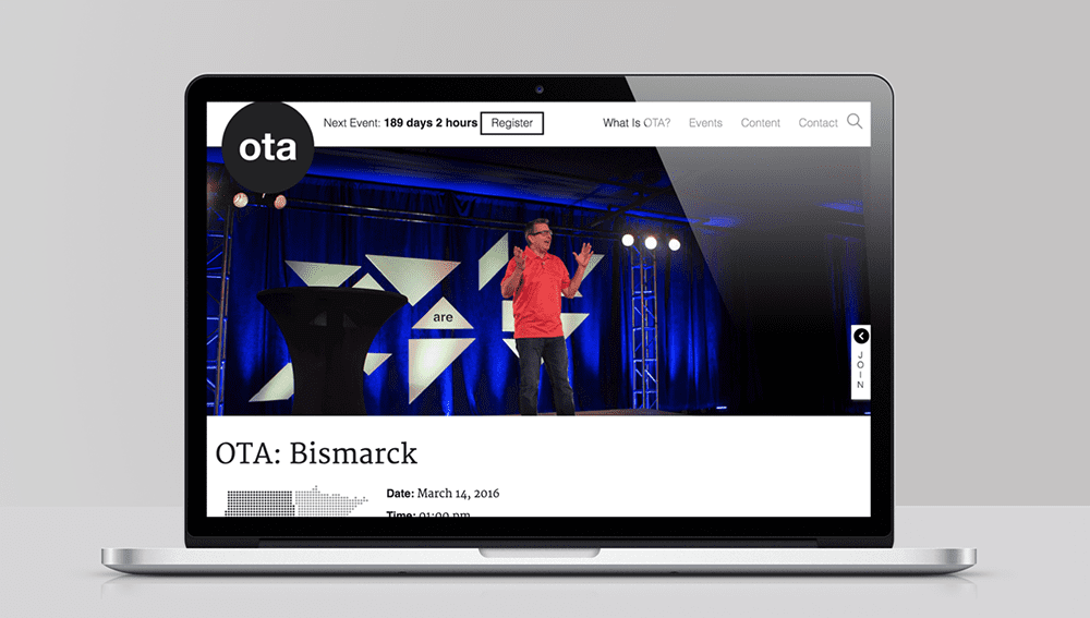 Screenshot of the OTA website