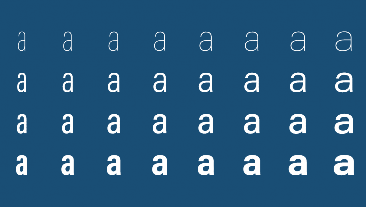 Acumin variable font letter a, just a few instances